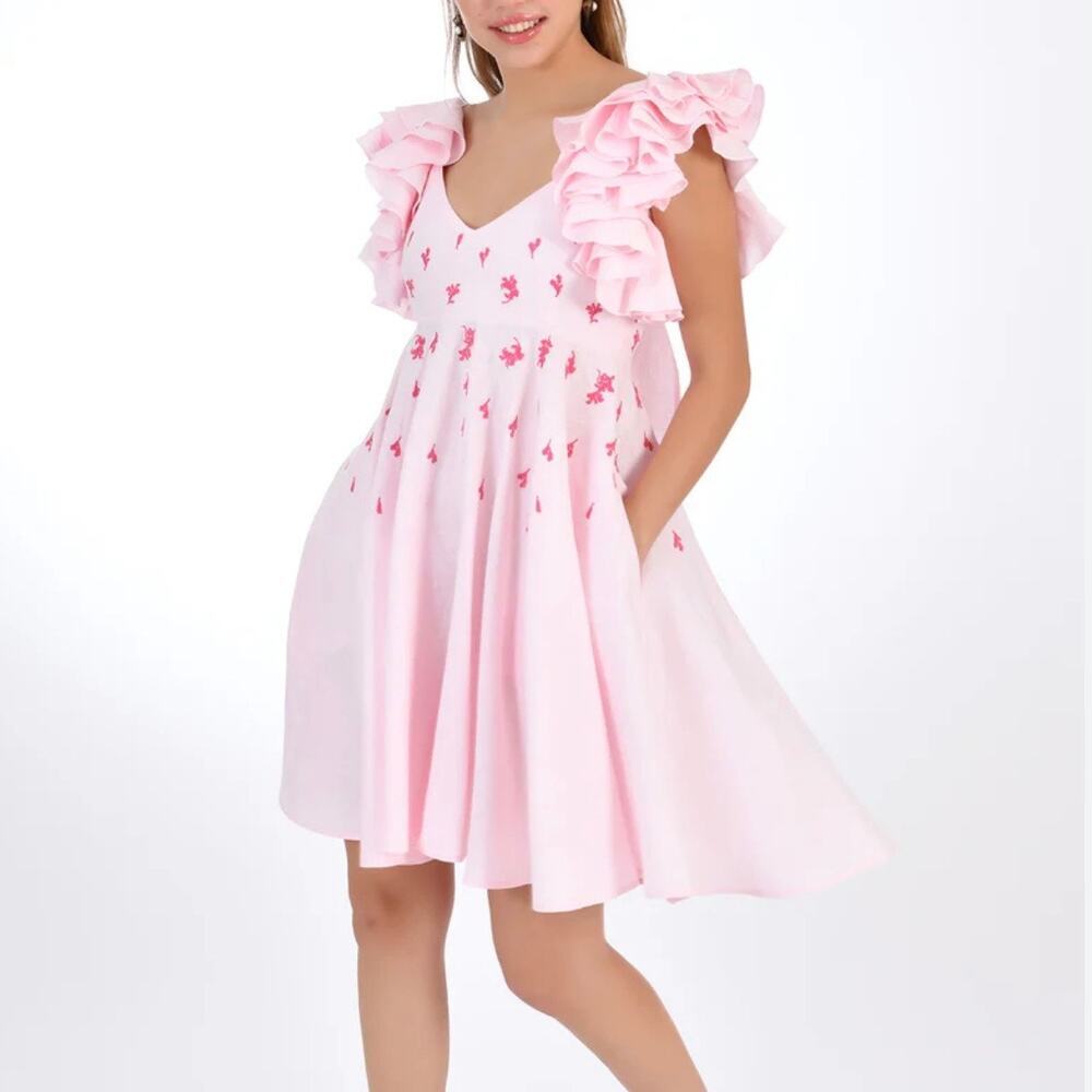 Fanm Mon Linen Embroidered Dress